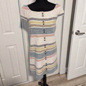 Texture & Thread Cap-Sleeve Dress in Stripe
